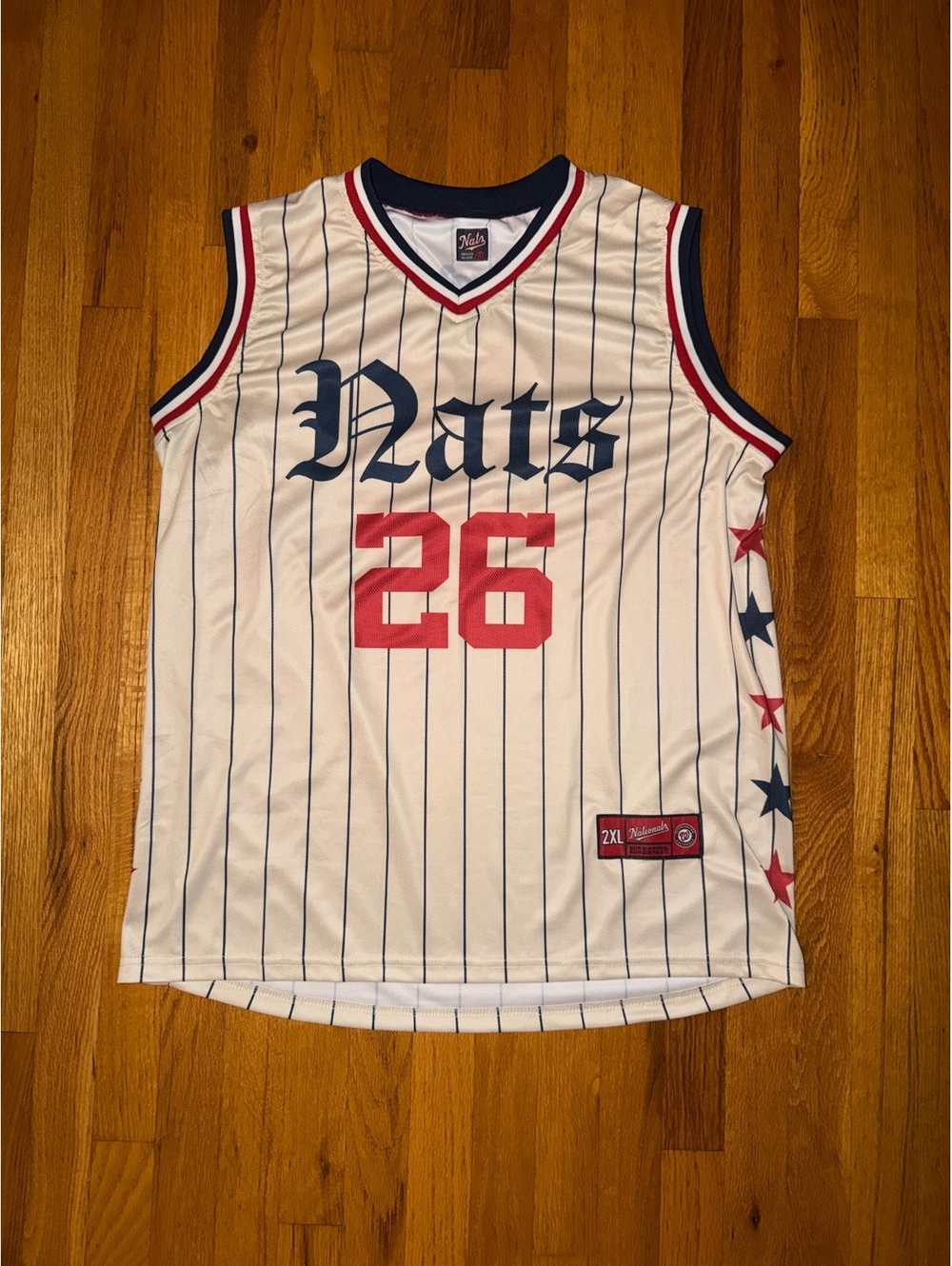Washington Nationals Nats Basketball Jersey 2XL #26 Pinstripe Red White Navy